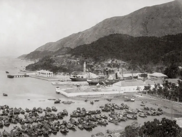 Framed Print : Shipping in the docks, Aberdeen, Hong kong, c. 1880 s Framed Print : Shipping in the docks, Aberdeen, Hong kong, c. 1880 s