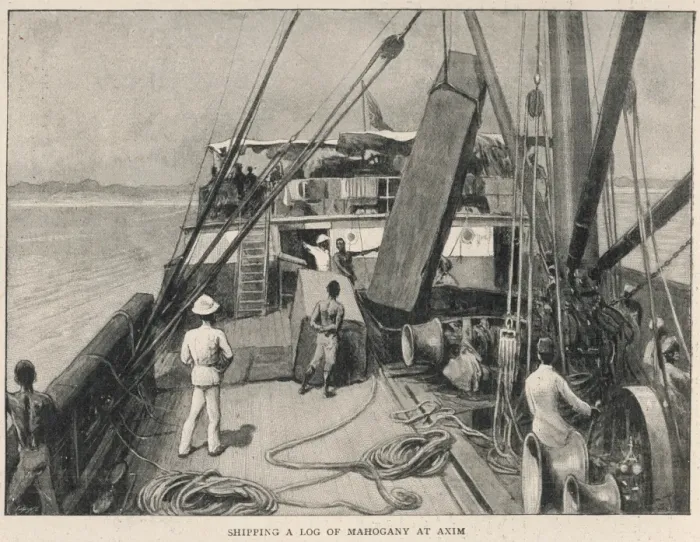 Framed Print : Shipping a Mahogany Log, River Niger Framed Print : Shipping a Mahogany Log, River Niger