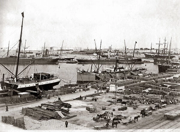 Shipping at Suez, Egypt, circa 1890
