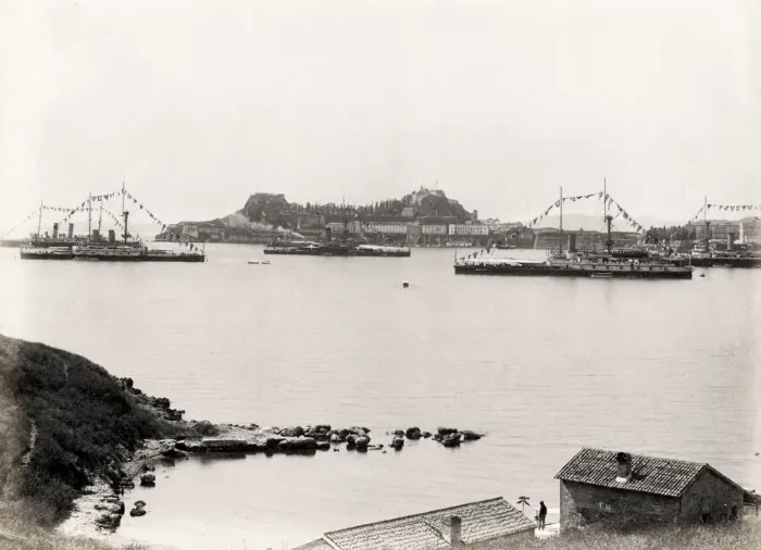 Framed Print : Ships in harbour, Mediterranean Sea, probably south of Franc Framed Print : Ships in harbour, Mediterranean Sea, probably south of Franc