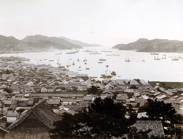 Ships in Nagasaki harbour, Japan