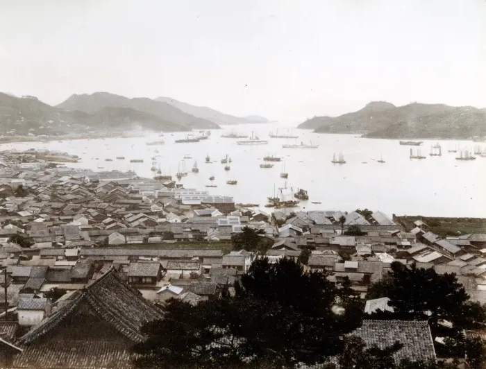 Framed Print : Ships in Nagasaki harbour, Japan Framed Print : Ships in Nagasaki harbour, Japan