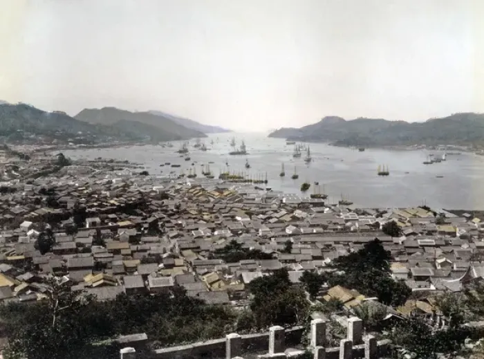 Framed Print : Ships in Nagasaki Harbour, Japan, circa 1880s Framed Print : Ships in Nagasaki Harbour, Japan, circa 1880s