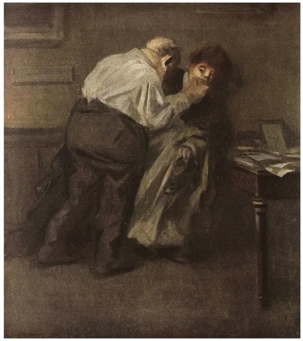 Framed Print : The Shoe. This coloured sketch shows a large man forcefully grabbing the Framed Print : The Shoe. This coloured sketch shows a large man forcefully grabbing the