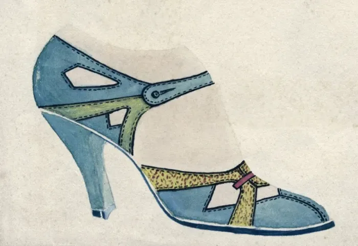 Framed Print : Shoe design in blue and green Framed Print : Shoe design in blue and green