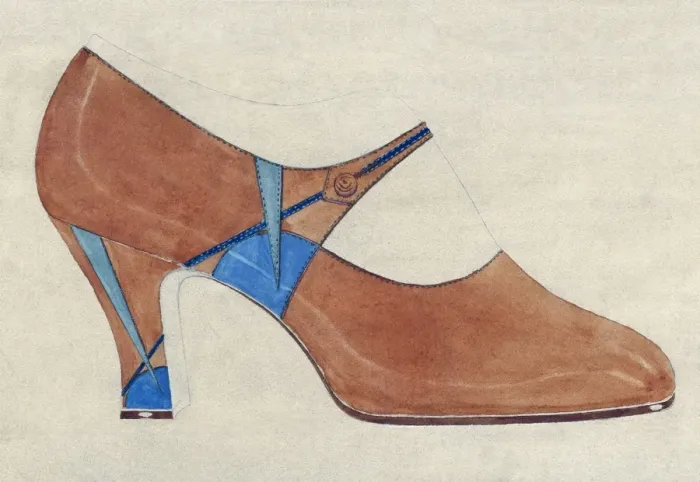 Framed Print : Shoe design in brown and blue Framed Print : Shoe design in brown and blue
