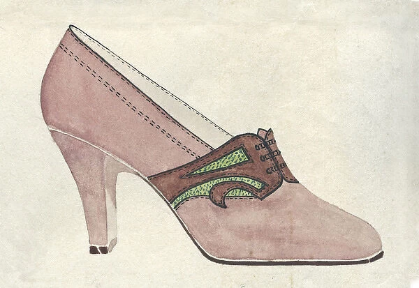Shoe design in pink and green