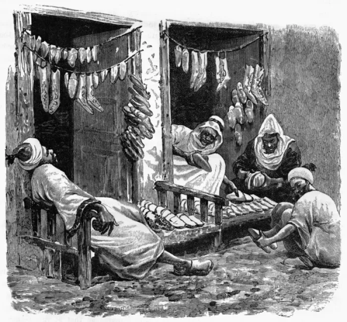 Framed Print : Shoe Shop in Fez, Morocco, North Africa Framed Print : Shoe Shop in Fez, Morocco, North Africa