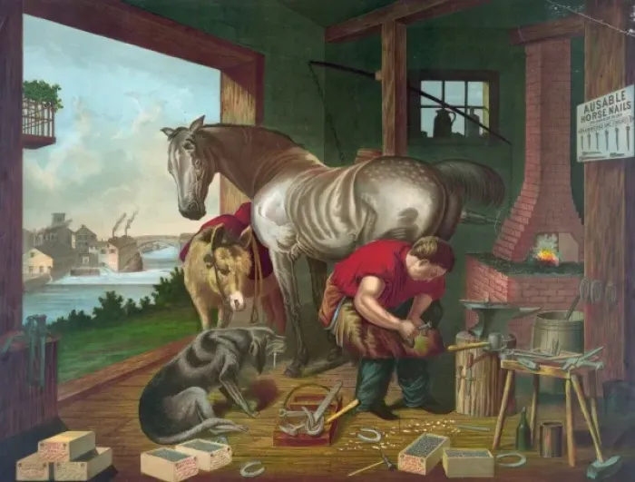 Framed Print : Shoeing the horse Framed Print : Shoeing the horse