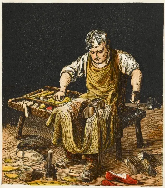 Victorian Shoemaker at Work Print Art Prints, Posters