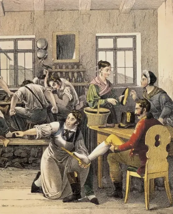 Framed Print : Shoemakers (1810). Engraving. FRANCE. Paris Framed Print : Shoemakers (1810). Engraving. FRANCE. Paris