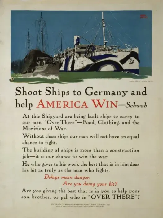 Framed Print : Shoot ships to Germany and help America win - Schwab Framed Print : Shoot ships to Germany and help America win - Schwab