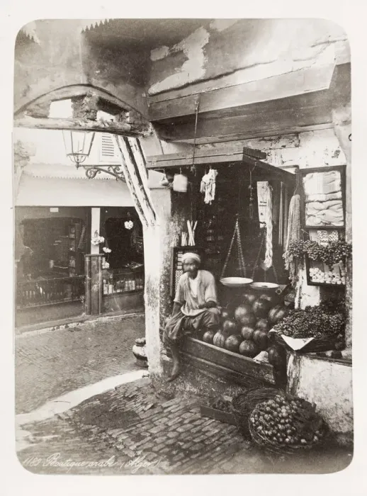 Framed Print : Shop with Arab man, probably Algiers, Algeria