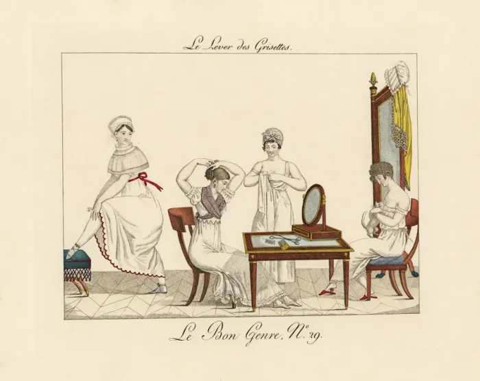 Framed Print : Shop girls dressing in the morning Framed Print : Shop girls dressing in the morning
