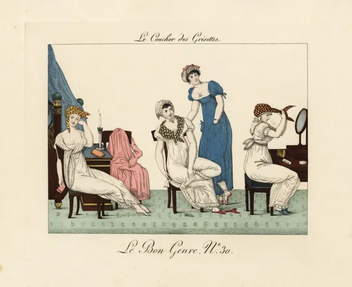 Framed Print : Shop girls preparing for bed Framed Print : Shop girls preparing for bed