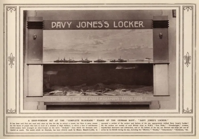 Framed Print : Shop window with model of German blockade, WWI Framed Print : Shop window with model of German blockade, WWI