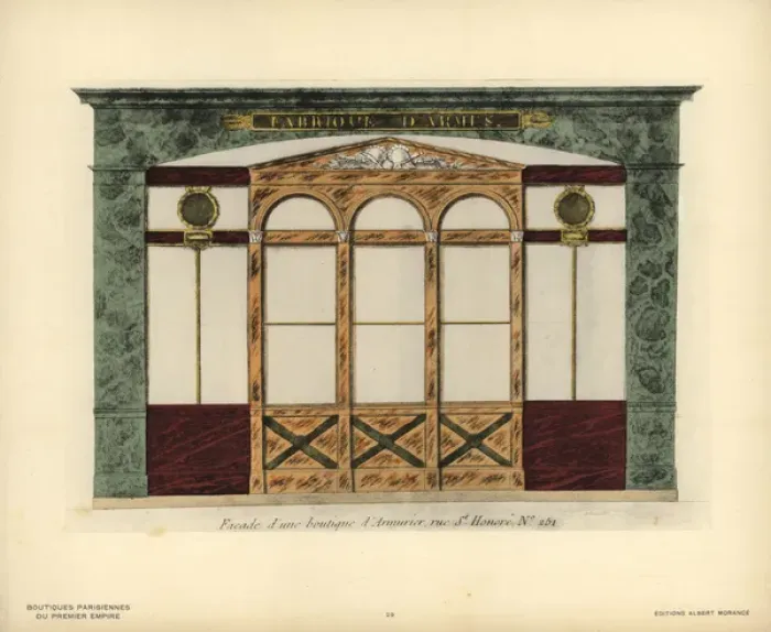 Framed Print : Shopfront of an armorer, 251 rue St Honore Framed Print : Shopfront of an armorer, 251 rue St Honore