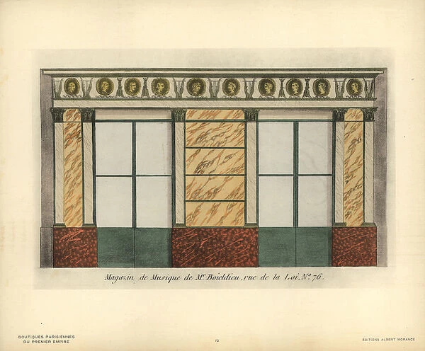 Shopfront of Boieldieus music store, Paris, circa 1800