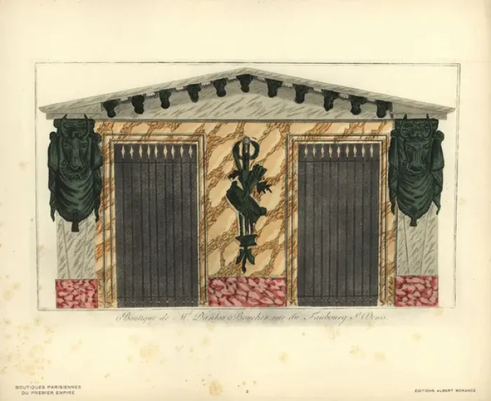 Framed Print : Shopfront to Danlos butcher shop, Paris, circa 1800 Framed Print : Shopfront to Danlos butcher shop, Paris, circa 1800