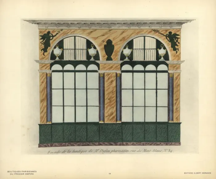 Framed Print : Shopfront of Dufaus pharmacy, Paris, circa 1800 Framed Print : Shopfront of Dufaus pharmacy, Paris, circa 1800