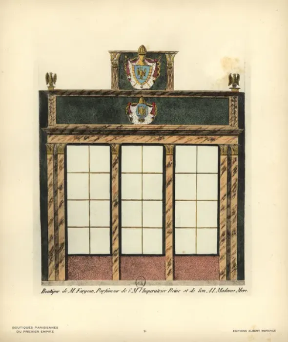 Framed Print : Shopfront of Fargeons perfumery, Paris, circa 1800 Framed Print : Shopfront of Fargeons perfumery, Paris, circa 1800