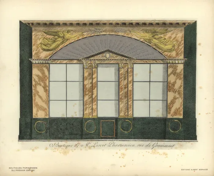 Framed Print : Shopfront to Lescots pharmacy, Paris, 1800 Framed Print : Shopfront to Lescots pharmacy, Paris, 1800