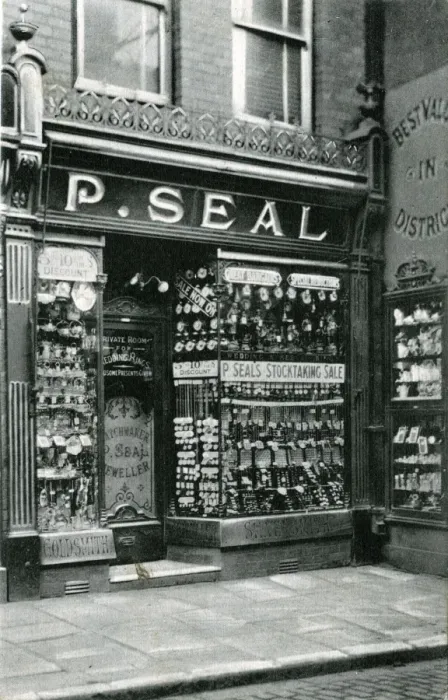 Framed Print : Shopfront of P Seal, Jeweller, Thought to be at West Bromwic Framed Print : Shopfront of P Seal, Jeweller, Thought to be at West Bromwic