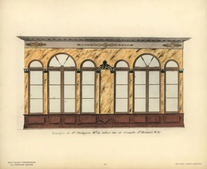 Framed Print : Shopfront of Phelippons tobacco store, Paris, circa 1800 Framed Print : Shopfront of Phelippons tobacco store, Paris, circa 1800