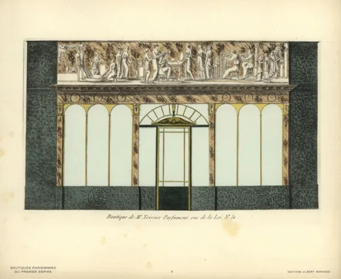 Framed Print : Shopfront to Teissiers Perfumery, Paris, circa 1800 Framed Print : Shopfront to Teissiers Perfumery, Paris, circa 1800