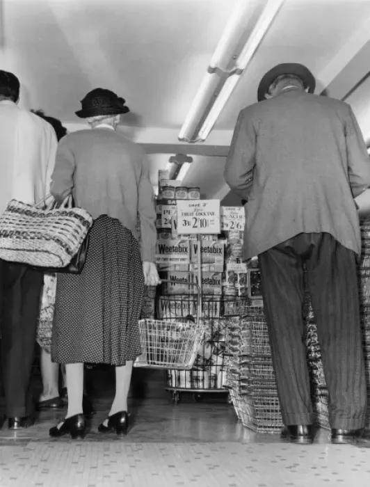 Framed Print : Shoppers at a Grocery Store Framed Print : Shoppers at a Grocery Store