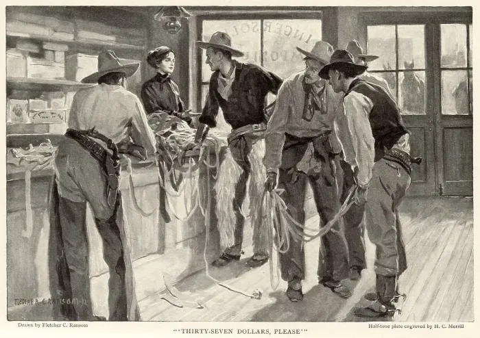 Framed Print : shopping in a western store Date: 1912