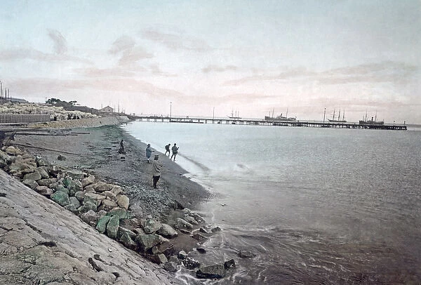 The shore and bund at Kobe, Japan, circa 1880s