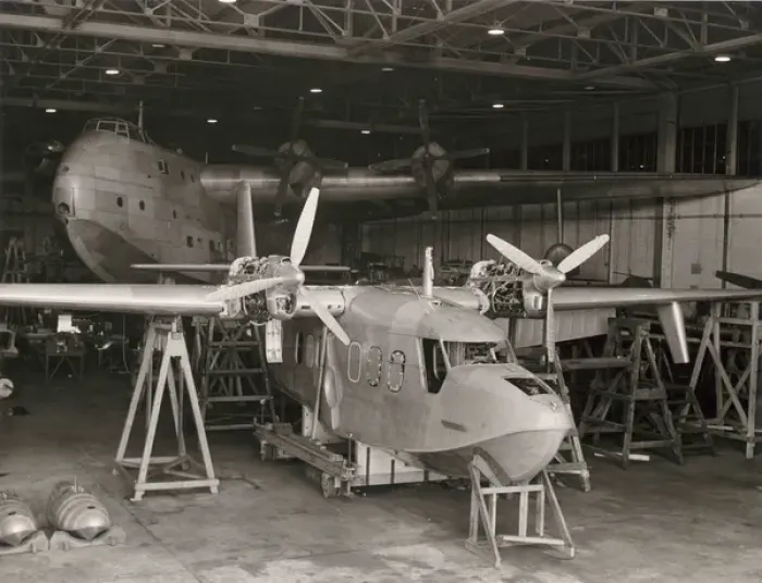 Framed Print : Short SA6 Sealand in the hangar Framed Print : Short SA6 Sealand in the hangar