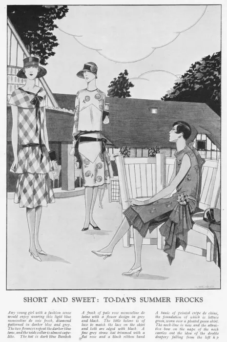 Framed Print : Three short and sweet Parisian summer frocks, 1926 Framed Print : Three short and sweet Parisian summer frocks, 1926