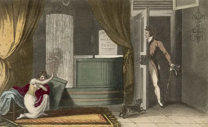 Framed Print : SHOWER BATH / ACKERMANN Framed Print : SHOWER BATH / ACKERMANN
