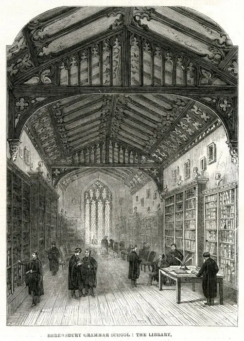 Framed Print : Shrewsbury Grammer School - library 1861 Framed Print : Shrewsbury Grammer School - library 1861