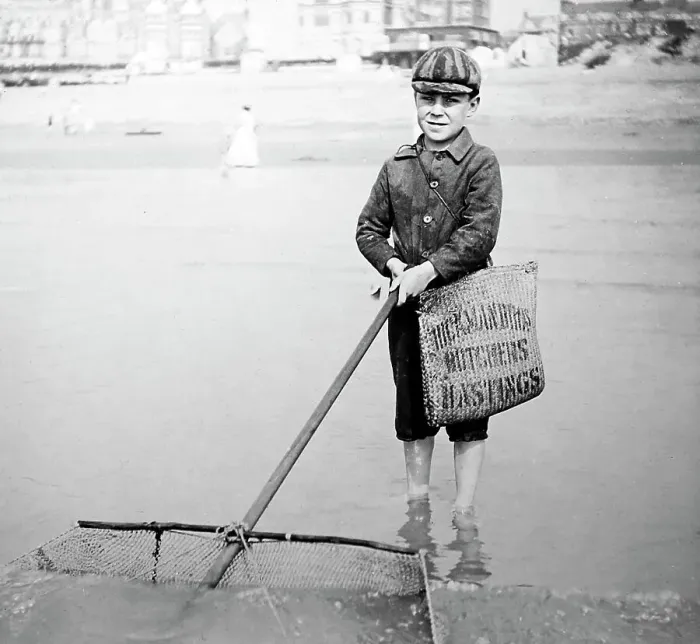 Framed Print : Shrimping in Hastings, Victorian period Framed Print : Shrimping in Hastings, Victorian period