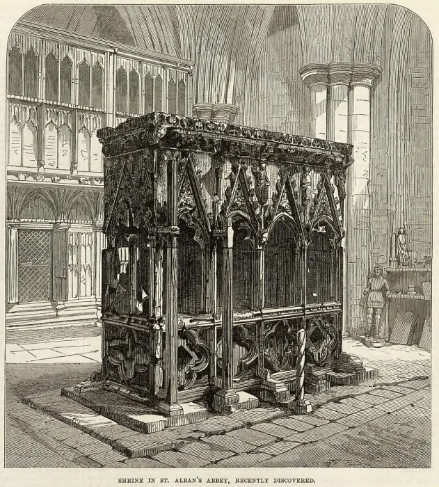 Framed Print : Shrine in St Alban's Abbey. Date: 1873 Framed Print : Shrine in St Alban's Abbey. Date: 1873