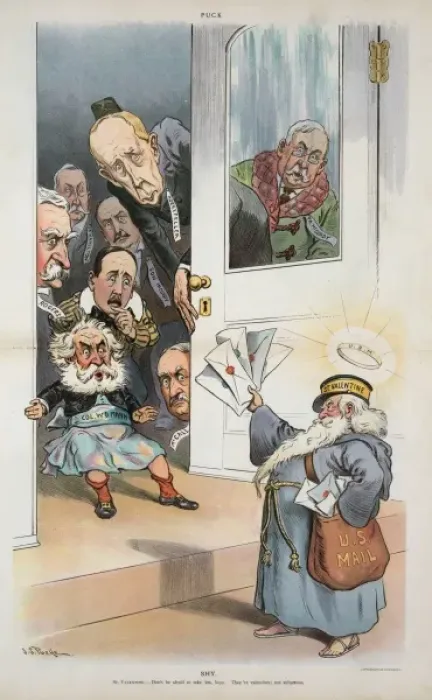 Framed Print : Shy. Illustration shows an old man labeled St Framed Print : Shy. Illustration shows an old man labeled St
