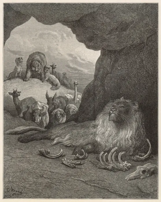 Framed Print : The Sick Lion & the Fox Framed Print : The Sick Lion & the Fox