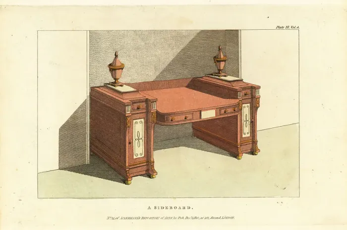 Framed Print : Sideboard with cellaret drawers and cupboards in each pedestal Framed Print : Sideboard with cellaret drawers and cupboards in each pedestal