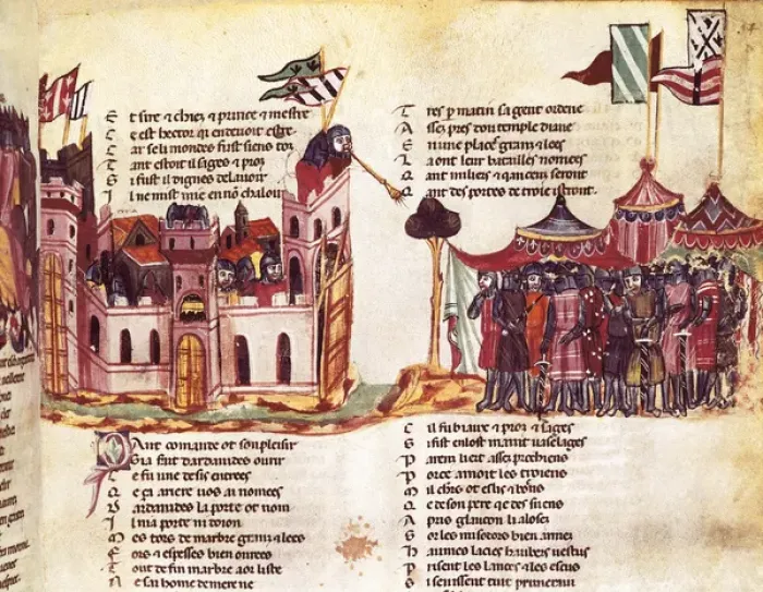 Framed Print : Siege of a city. 14th century. Gothic art. Miniature Framed Print : Siege of a city. 14th century. Gothic art. Miniature