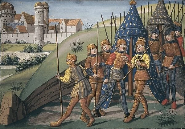 Siege of a city. Illustration in the Roman d Ogier