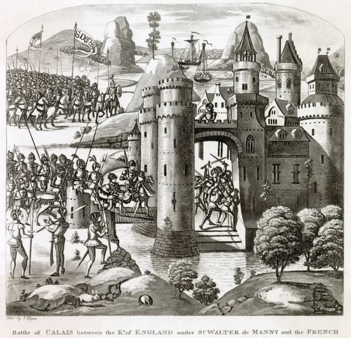 Framed Print : After a siege lasting almost a year, Calais is forced to surrender to the English under Framed Print : After a siege lasting almost a year, Calais is forced to surrender to the English under