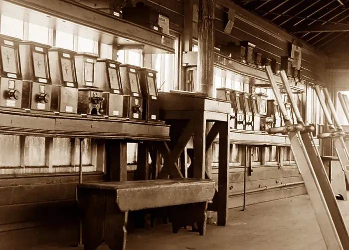 Framed Print : Signal box, Edge Hill, Liverpool, early 1900s Framed Print : Signal box, Edge Hill, Liverpool, early 1900s