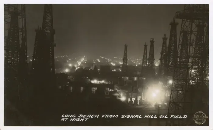 Framed Print : Signal Hill Oil Field at night, California, USA Framed Print : Signal Hill Oil Field at night, California, USA