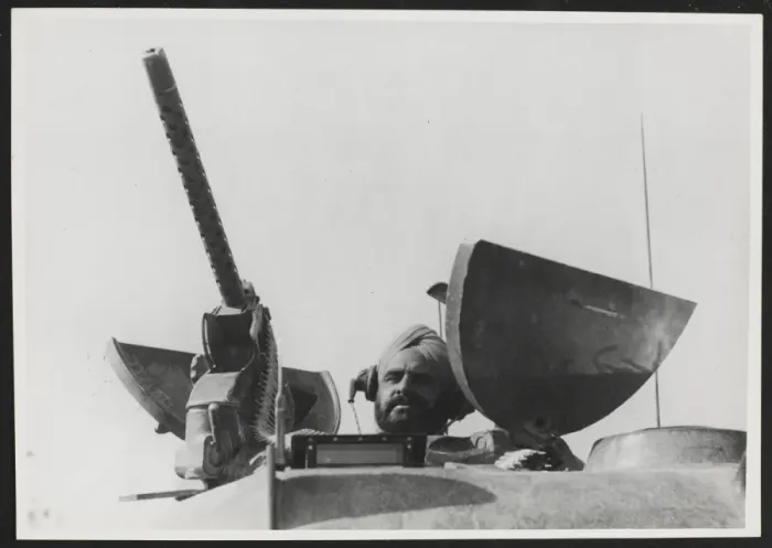 Framed Print : Sikh tank commander in the turret of his vehicle Framed Print : Sikh tank commander in the turret of his vehicle