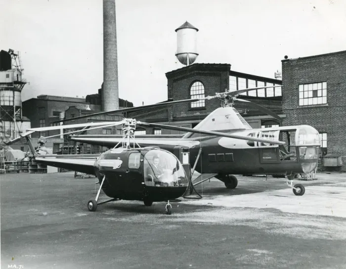 Framed Print : Sikorsky S-52 or H-18, foreground, and Sikorsky S-51 Framed Print : Sikorsky S-52 or H-18, foreground, and Sikorsky S-51