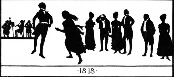 Framed Print : Silhouette of a 19th century dance Framed Print : Silhouette of a 19th century dance