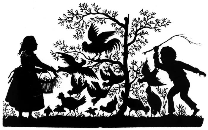 Framed Print : Silhouette - Children and Birds Framed Print : Silhouette - Children and Birds
